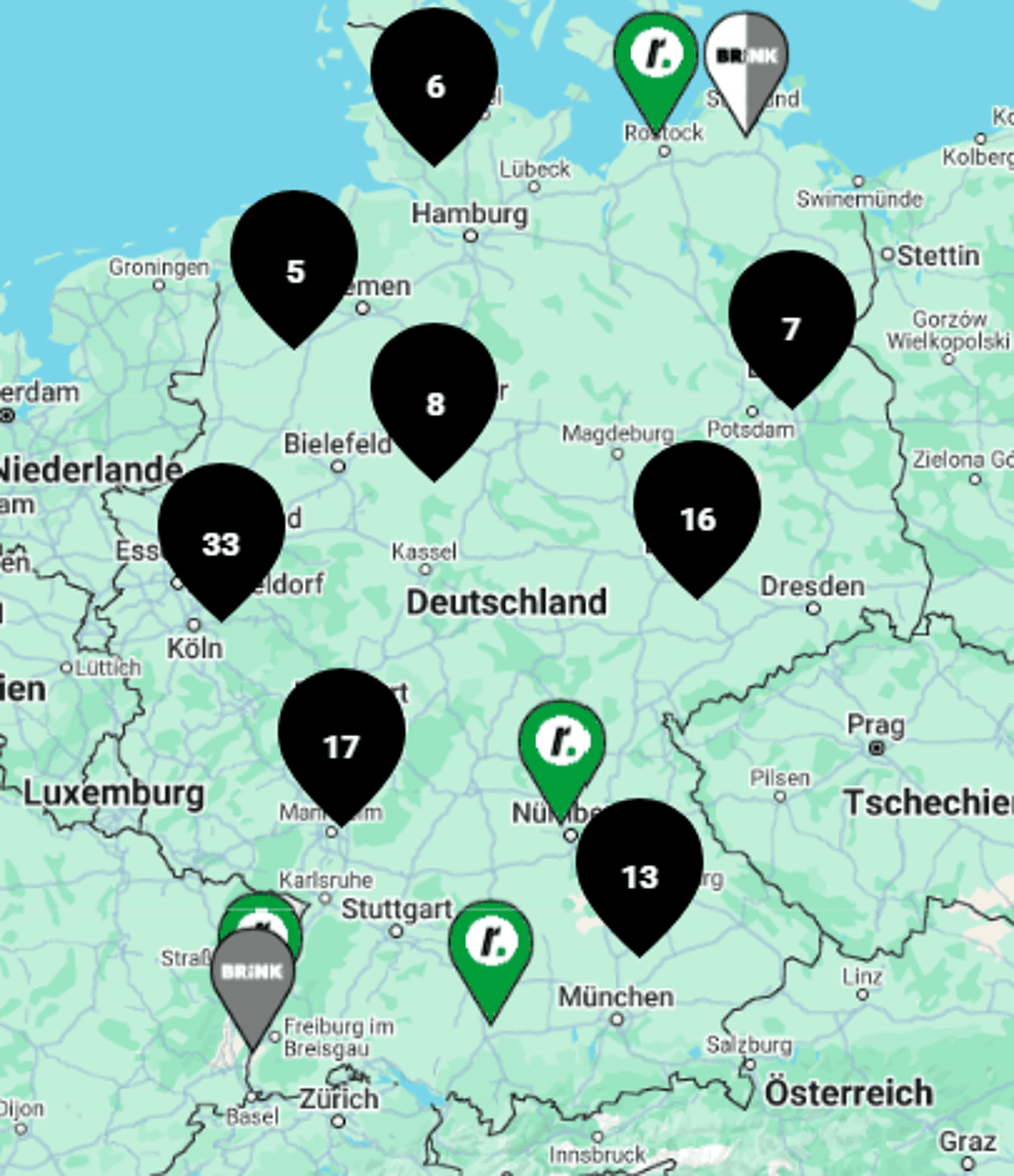 Kaart montagepartners Duitsland